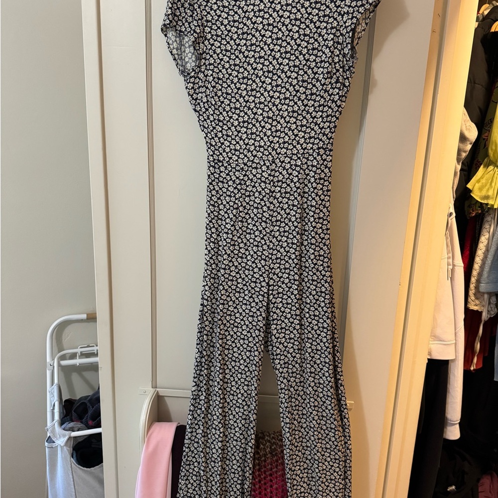 Reformation Navy and White Floral Dress